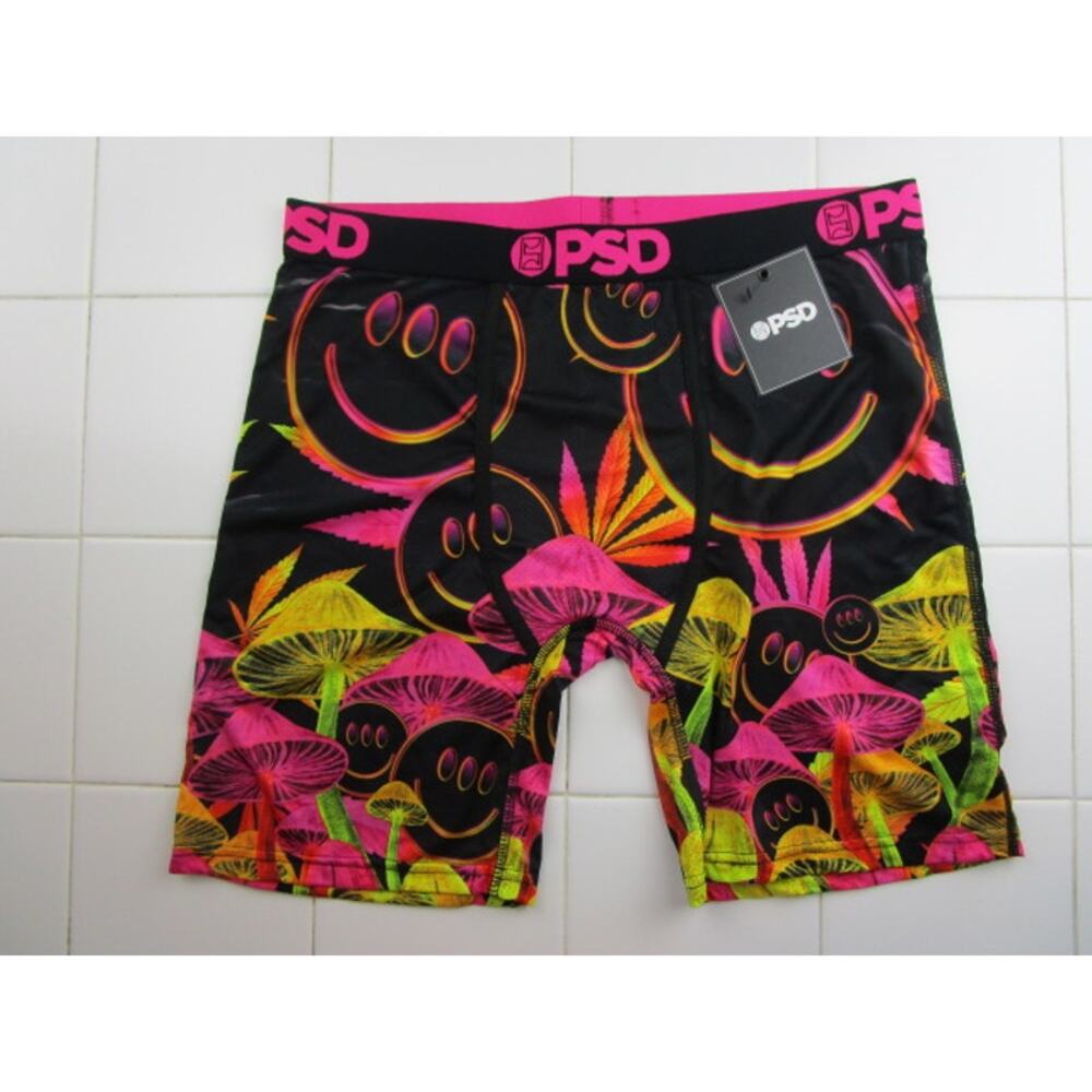 PSD Dazed Men's XL Underwear Boxer Briefs Mushroom Smiley Face